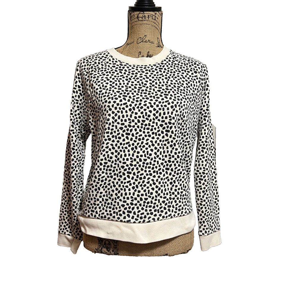 Levi's Juniors Ivory/Black Animal Print Crewneck Sweatshirt Size Medium